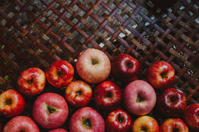 Full frame shot of apples in basket