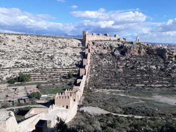 Great wall of china against cloudy sky