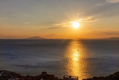 Scenic view of sea against sky during sunset