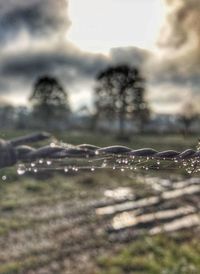 Surface level of water drops on land