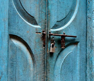 Locked blue door