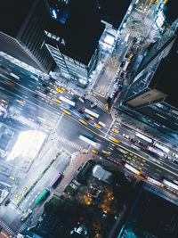 Directly above shot of illuminated city at night