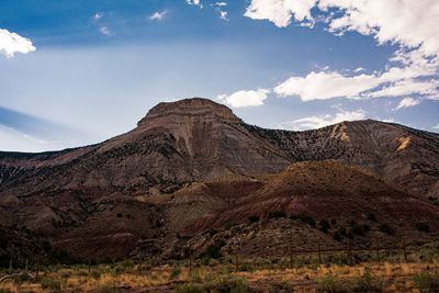 Scenic view of mountain range against sky