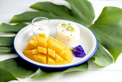 Close-up of fruits in bowl on table