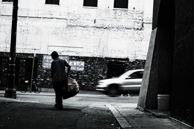 People walking on city street
