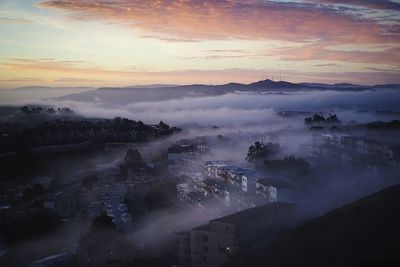 Scenic view of landscape against sky during sunset