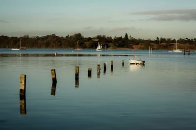 Scenic view of lake against sky