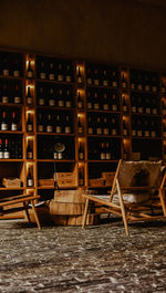 View of bottles in rack
