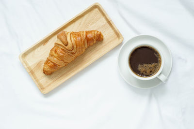 High angle view of breakfast on table