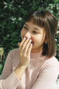 Close-up portrait of a smiling girl