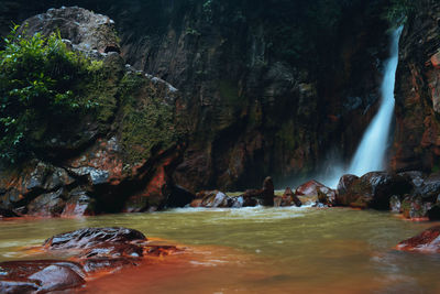 Scenic view of waterfall