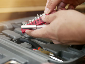 Close-up of hands working