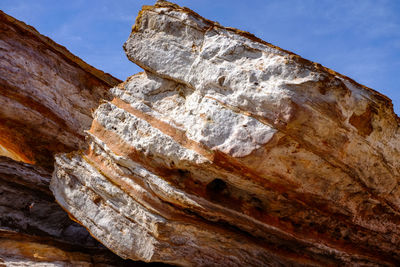 Low angle view of rock formation against sky