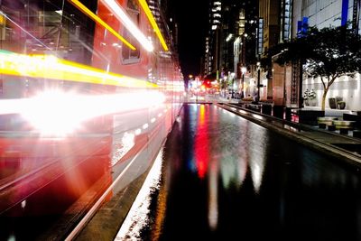 Light trails on city street at night