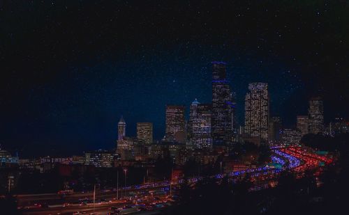 Illuminated city at night