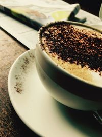 Close-up of coffee on table