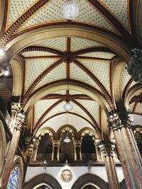 Low angle view of ceiling in temple