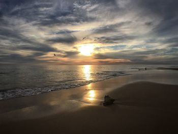Scenic view of sea at sunset