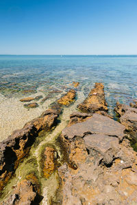 Scenic view of sea against clear sky