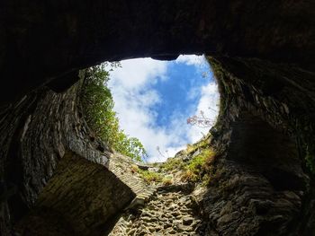 Low angle view of staircase against sky