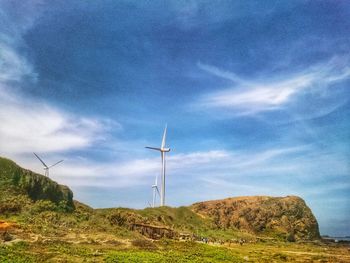 Wind turbines on landscape