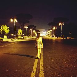 People walking on road at night