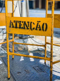 Close-up of road sign