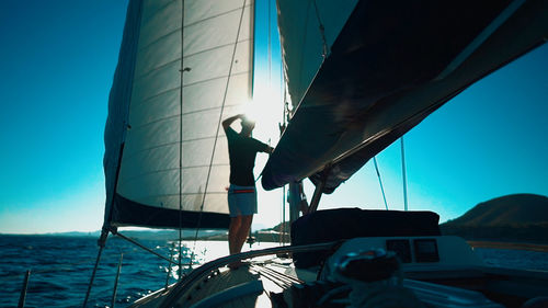 Boat sailing in sea