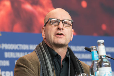 Close-up of man wearing eyeglasses