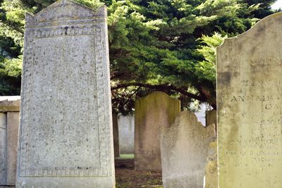 View of cross in cemetery