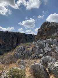 Scenic view of rocky mountains against sky