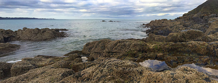 Scenic view of beach against sky