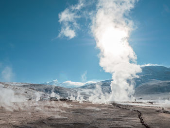 Scenic view of land against sky