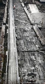 High angle view of cobblestone street