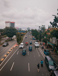 High angle view of traffic on road