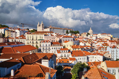 View of lisbon from miradouro de santa luzia viewpoint. lisbon, portugal
