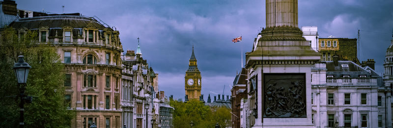 Low angle view of buildings against sky