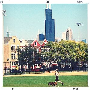 Woman standing in city