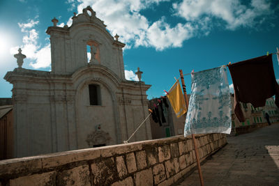 Low angle view of traditional building against sky