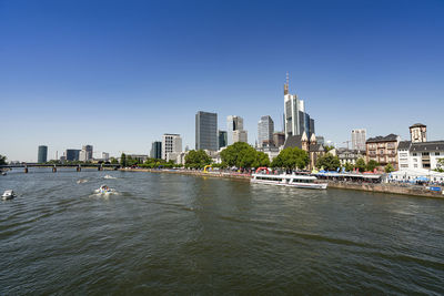 Modern buildings in city at waterfront