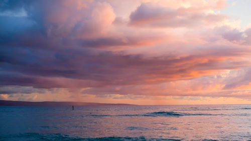 Scenic view of sea against sky at sunset