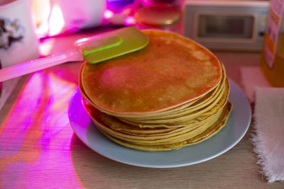 Close-up of dessert in plate on table