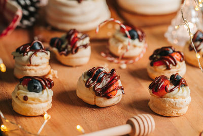 Close-up of dessert on table