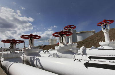 Commercial dock against sky