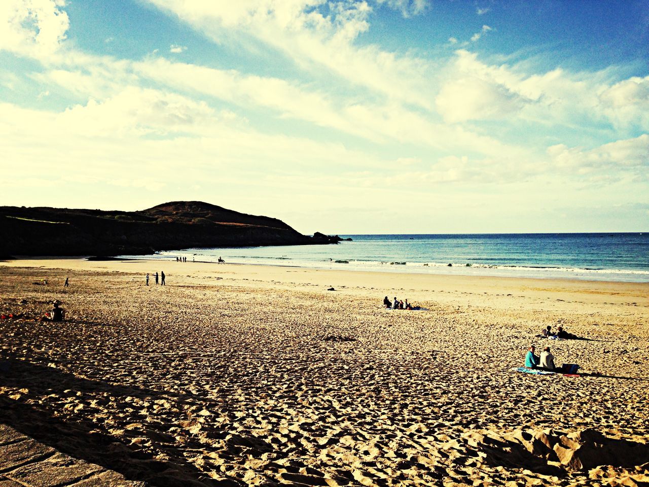 beach, sea, sand, shore, water, sky, tranquil scene, horizon over water, tranquility, scenics, beauty in nature, nature, coastline, cloud - sky, blue, cloud, day, incidental people, outdoors, idyllic