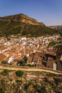 High angle view of townscape against sky