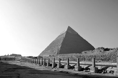 Pyramids of giza, cairo blue sky on a quiet day