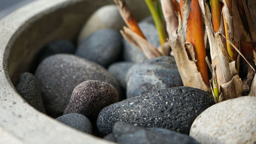 Close-up of stones on pebbles