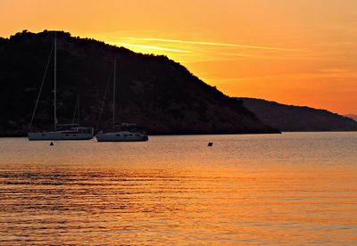 Scenic view of sea at sunset