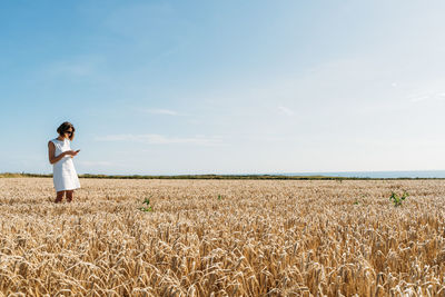 Portrait of a caucasian woman in the country during the summer